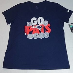 Women's New England Patriots Nike Navy Hometown Collection V-Neck T-Shirt Sz XL